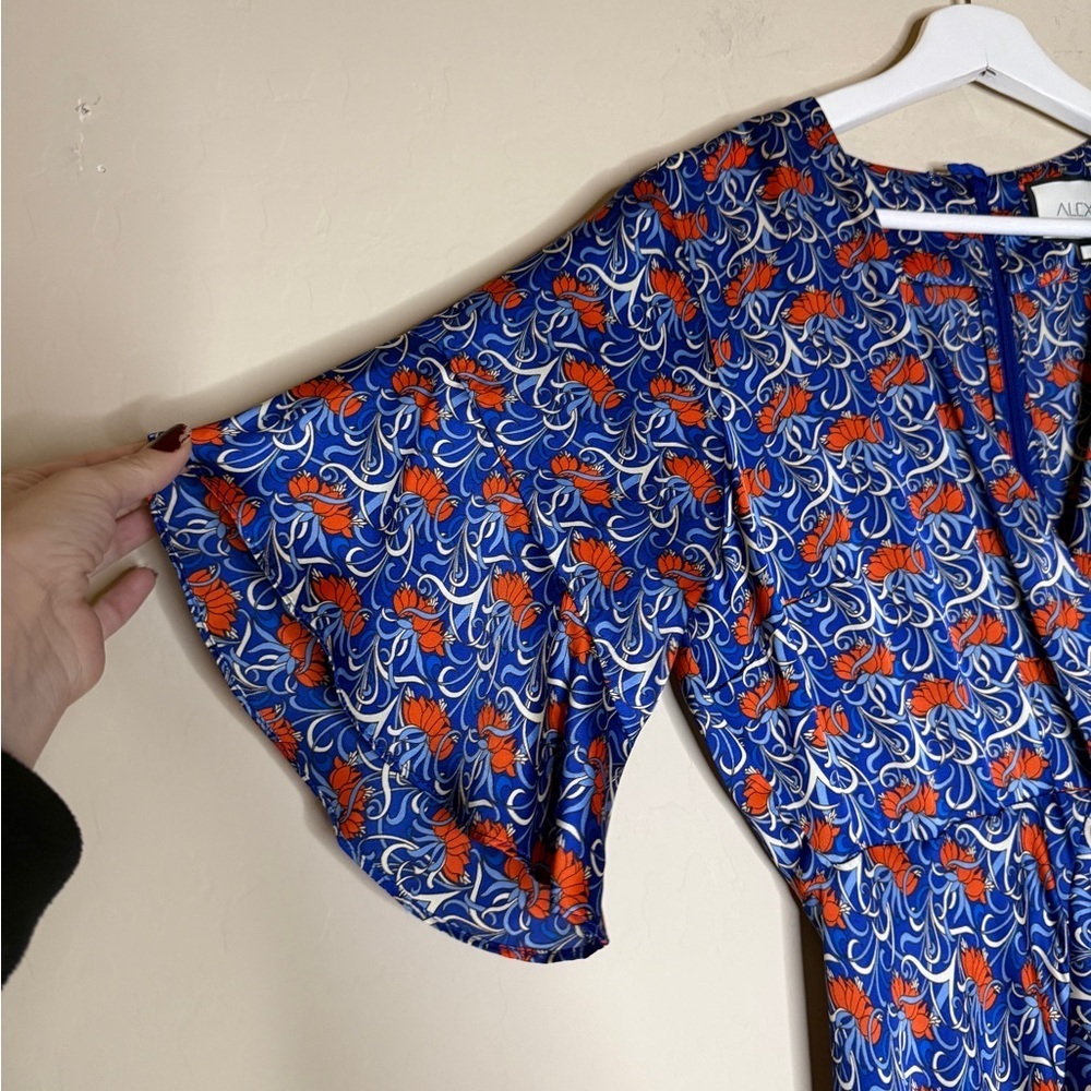 ALEXIS Alleria Printed Blue Floral Ruffle Midi Dress Women’s Large - Picture 5 of 12